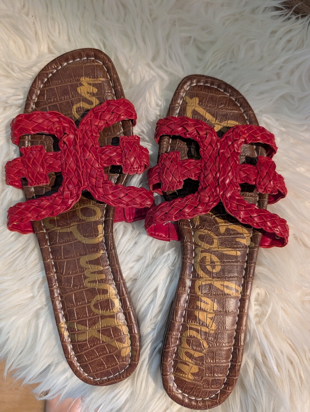 Sam Edelman red slip on sandals, size 9